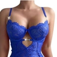 thumbnail image 5 of JSGEK Women Corset Style Cutout High Slit Bodysuit Adjustable Straps Lingerie for Romantic Date Night Blue XL, 5 of 5