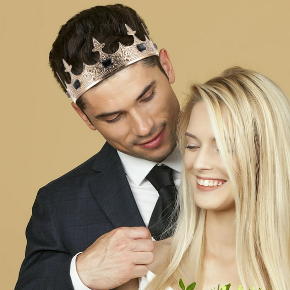 AURARMLET Men's Black Crown Hair Accessory Royal Medieval Tiara for Weddings