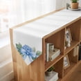 thumbnail image 4 of Hydrangea Spring Table Runner Linen Burlap Table Runner 70 Inches Long Idyllic Flower Floral Bow Plant Leaf Dresser Scarves for Kitchen Island Coffee Dining Party Wedding Holiday Decor 13"x70", 4 of 8