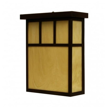 Efficient Lighting EL-157-123-BZ Rustic Outdoor Wall Pack Die Cast Aluminum Powder Coated Bronze Frosted Amber Glass with Built-in photocell