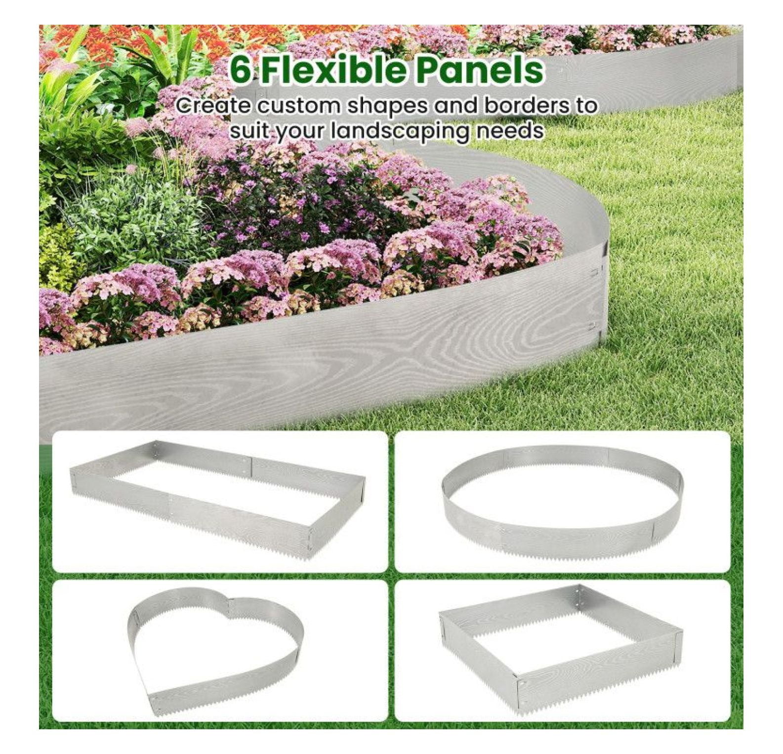 FASCK 6-Pack 20FT Galvanized Metal Landscape Edging, Lawn Garden Border for Yard Flower Bed Design