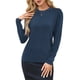 thumbnail image 3 of Suéteres Clásicos de Lana para Mujer, Cuello Redondo, Estilo Casual, Ideales para Otoño Azul Marino M, 3 of 9