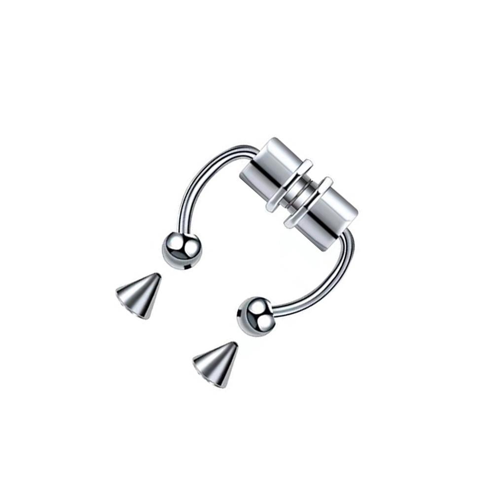 75 Pair Stainless Steel Fake Non-Piercing Nose Rings Rock Lodestone  Fashionable Punk Style Trend Body Jewelry Hoop Women Men Steel Color -  Walmart.com