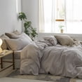 thumbnail image 7 of MooMee Duvet Cover Set King 100% Washed Cotton Twill Ultra-Soft Breathable Linen Like 3-Piece (Light Grey, 104"x90"), 7 of 7