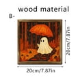 thumbnail image 3 of Natural Wood Framed Cute Ghost Reading Book Halloween Wall Art Print 20x20cm Vintage Spooky Pumpkin Illustration Wall Hanging Decor For Bedroom Living Room Holiday Tabletop Picture, 3 of 7