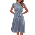 thumbnail image 1 of B91xZ Robes d'Été pour Femmes Robes d'Été Décontractées Col Carré Ourlet à Volants Robe Babydoll Courte, Bleu P, 1 of 5