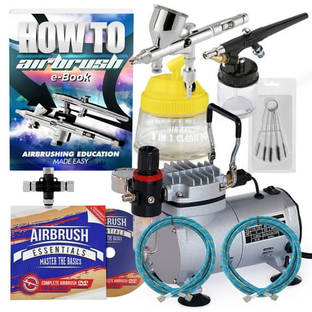 Piston Airbrush Compressor - PointZero Pro Multi-purpose Two Airbrush Set - Piston Compressor Kit