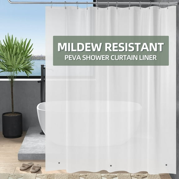 AmazerBath Shower Liner, 72x72 Plastic Frosted Shower Curtain Liner, PEVA Cute Shower Curtain Liner, Waterproof Vinyl Shower Curtain Liner with 3 Magnets, Lightweight Shower Curtains for Bathroom