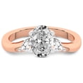 thumbnail image 3 of Oval Shape 4 Carat IGI Certified Lab Grown Diamond Ring | 14K Rose Gold | Joella Three Stone Chevron Diamond Ring | FG-VS1-VS2 Quality Friendly Diamonds, 3 of 5