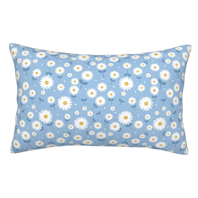 Fotbe Daisies Flowers Funda de Almohada Decorativa Estilo Occidental, Lujo en Algodón, Fundas para Almohadas King, Cojín Estampado para Decoración del Hogar-16"x24"