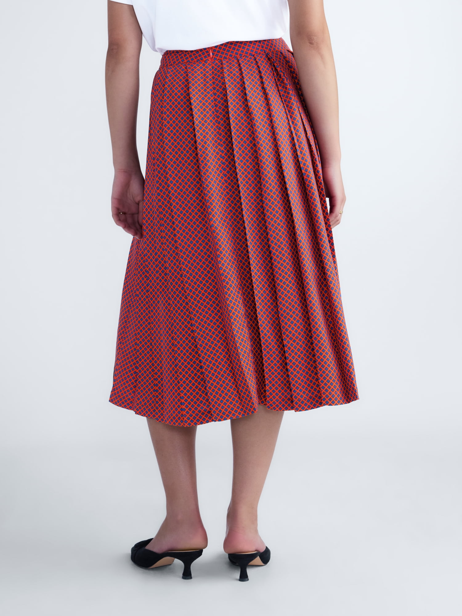 Free Assembly Women’s Silk Blend Pleated Midi Skirt, Sizes: 0-18