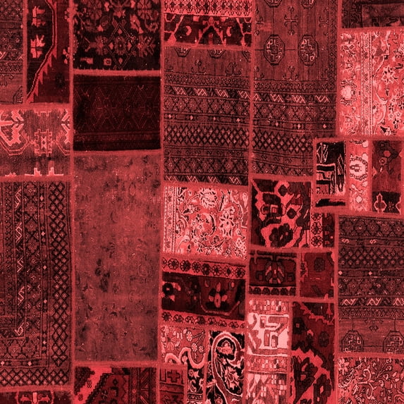 Ahgly Company Indoor Square Patchwork Red Transitional Area Rugs, 5' Square