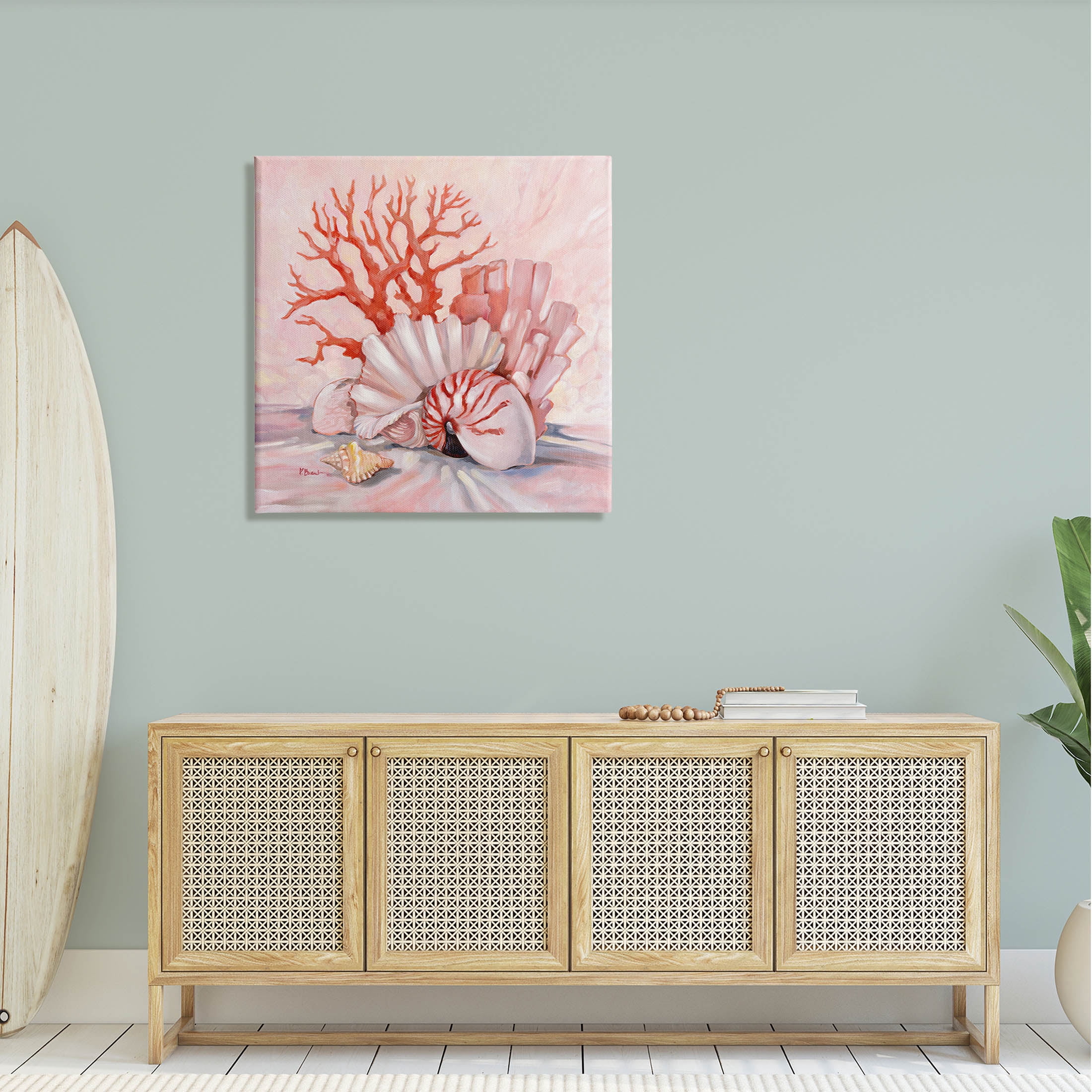 Stupell Industries Coral Still Life Aquatic Seashells Painting Gallery Wrapped Canvas Print Wall Art, Design by Paul Brent