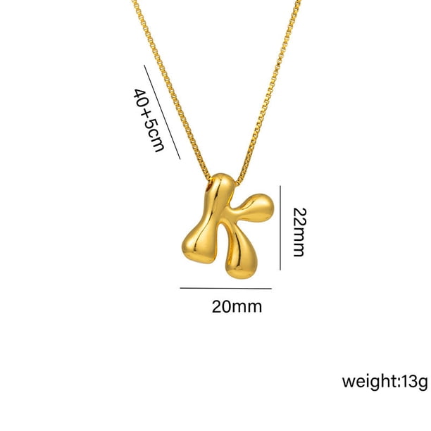 Collar Colgante Inicial, Dije Alfabético, Joyería en Aleación con Baño Electrolítico con Letra para Mujeres, Niñas