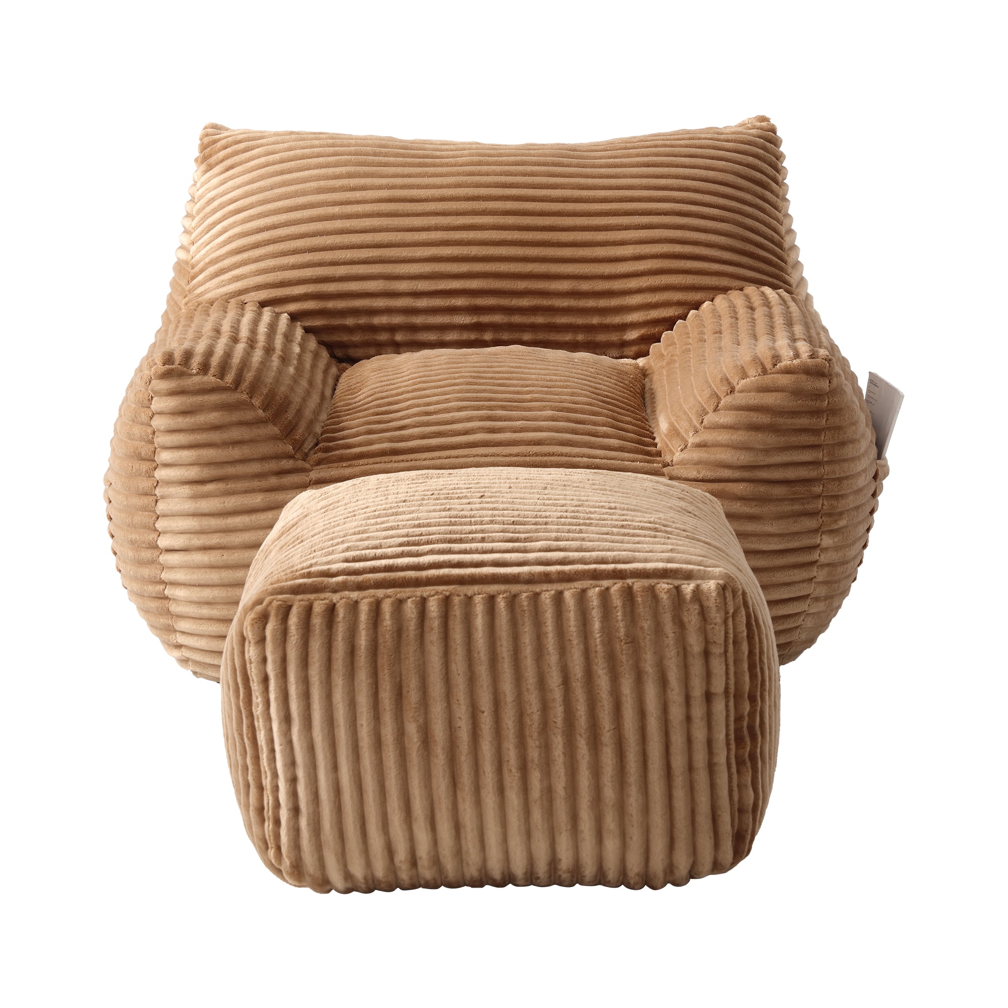 41.7" Oversized Bean Bag Chair with Ottoman, Living Room Lazy Sofa for Bedroom & Dorm
