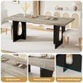 thumbnail image 5 of 71 Inch Dining Table for 6-10 People, Rectangular Kitchen Table with Extra Thickened Tabletop & Sturdy Base, Modern Wood Finish, Grey + Black, 5 of 7