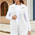 thumbnail image 2 of Htigea Womens Sherpa Fleece Vest Casual Sleeveless Outerwear Patchwork Zip Up Jacket Lightweight Warm Gilet with Pockets White S, 2 of 9
