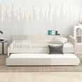 thumbnail image 2 of EUROCO Full Size Upholstered Daybed with Trundle Bed, Sofa Bed with USB Charging Station, Beige, 2 of 9
