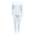 thumbnail image 7 of Fall Outfits for Women New Women's 2 Piece Lounge Sets Sweatshirt Casual Travel Outfits Fashion Wide Leg Tracksuit Cozy Sweatsuits White L, 7 of 7