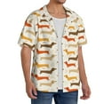 thumbnail image 4 of Vsdgher Dachshund Print Men's Wrinkle Free Untucked Cuban Shirt Business Casual Button Down Shirts Short Sleeve Shirt, 4 of 7