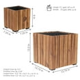 thumbnail image 5 of Sunnydaze Assorted Square Light Brown Acacia Wood Planter Box with Liner 2-Count, 5 of 8