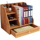 thumbnail image 1 of Organizador de escritorio de madera, almacenamiento de suministros de oficina con cajón, organizador de escritorio multifuncional, fácil montaje, para oficina, 1 of 7