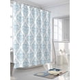 thumbnail image 3 of Boanket Polyester Fabric Blue Floral Boho Shower Curtain, Vintage Ethnic Tribe Abstract Art Waterproof Bathtub Curtain Bathroom Decor Set with Hooks 72 x 72 Inches,, 3 of 6