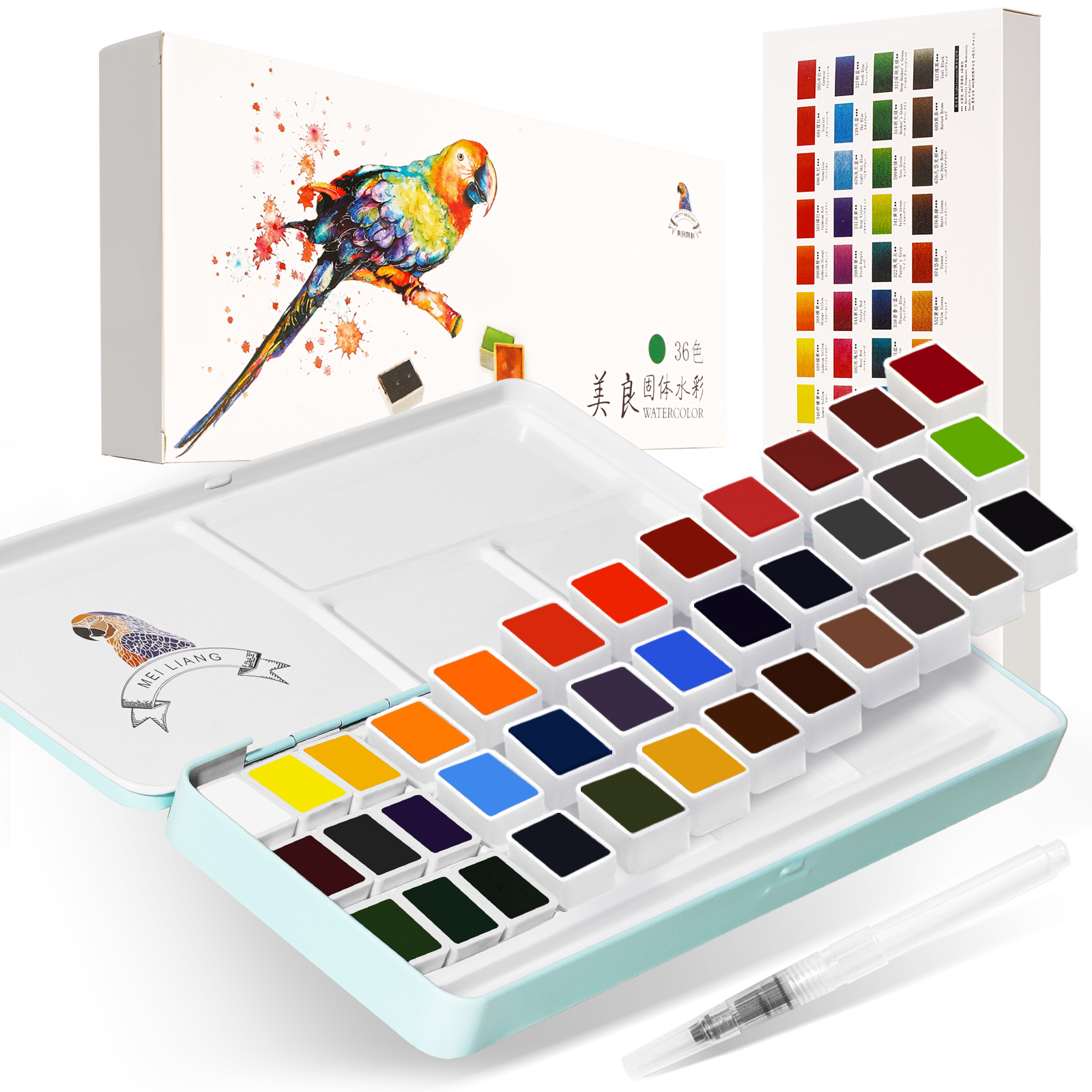 Meiliang 36-Color Watercolor Paint Set with Brush photo 7