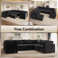 thumbnail image 3 of Vcatnet 130.7" Modular Sectional Sofa Couch Corduroy L Shaped Oversized Modern Minimalist Couch with Deep Seat and Ottoman for Living Room, 7 Seat, Black, 3 of 11