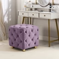 thumbnail image 2 of Velvet Upholstered Ottoman with Dice - like Shape / Comfortable for Resting Feet in Bedroom, 2 of 6