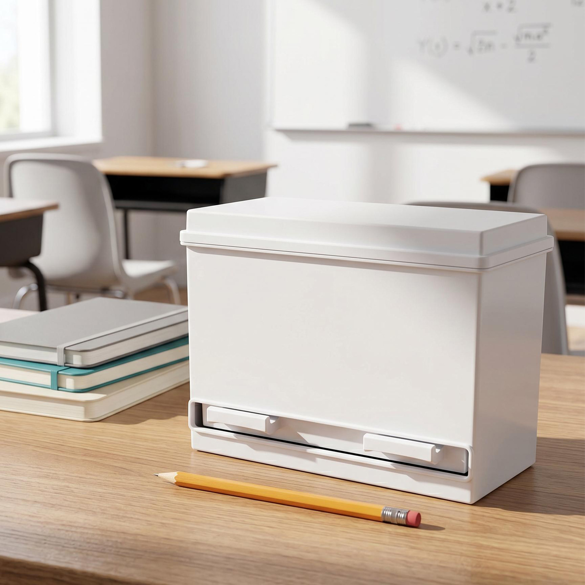 Dispensador de lápices de plástico blanco Pen+Gear, organizador de escritorio 2