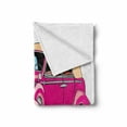 thumbnail image 2 of Cars Soft Flannel Fleece Throw Blanket, Convertible Car Fifties Curved Edges Vintage Vehicle Vibrant Colored Automobile, Cozy Plush for Indoor and Outdoor Use, 70" x 90", Hot Pink Peach, by Ambesonne, 2 of 6