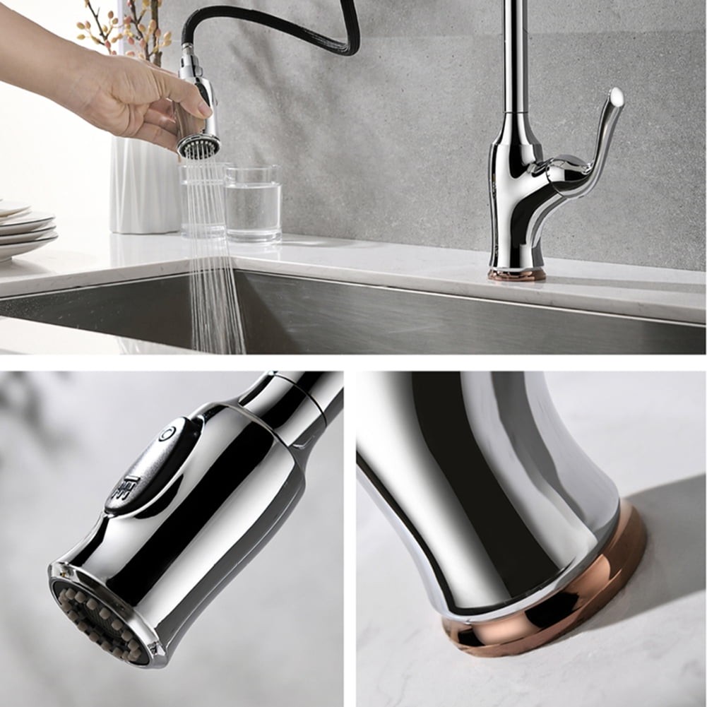 Kepooman Pull-Down Kitchen Sink Faucet, Mixer Tap Matte with Spray Head, Silver Kepooman Pull-Down Kitchen Sink Faucet, Mixer Tap Matte with Spray Head, Silver