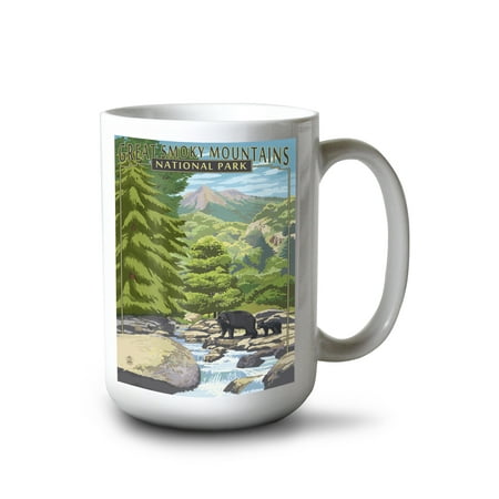 

15 fl oz Ceramic Mug Great Smoky Mountains National Park Tennessee Leconte Creek and Bear Family Press Dishwasher & Microwave Safe