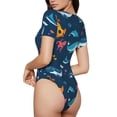 thumbnail image 2 of Saiise Motif d'Animaux du Fond de l'Océan Combinaison à Manches Courtes pour Femme Pyjama à Col Rond Justaucorps Extensible avec Fermeture à Boutons-Pression-Xx-Grand, 2 of 7
