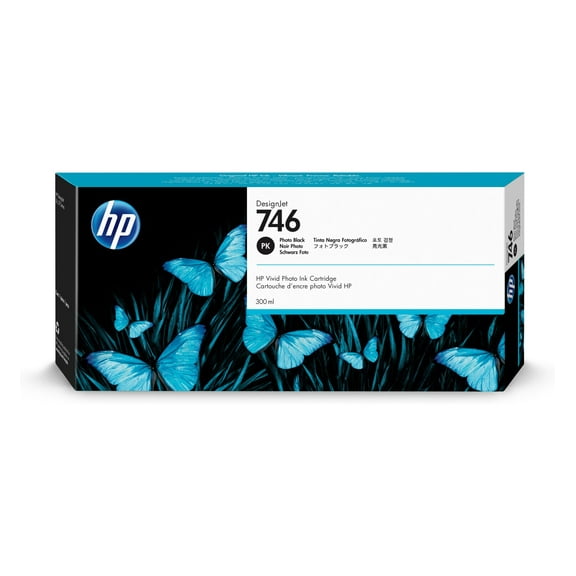 HP 746 300-ml Photo Black DesignJet Ink Cartridge, P2V82A
