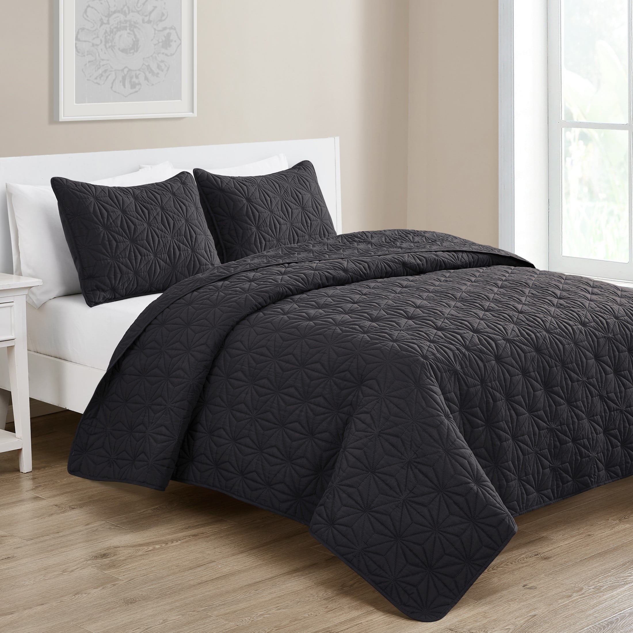 VCNY Home Kaleidoscope 3-Piece Grey Geometric Quilt Set, Full/Queen, Adult, Unisex