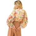 thumbnail image 3 of Flying Tomato Womens Chiffon Floral Bodysuit Top (Ivory, Small), 3 of 5