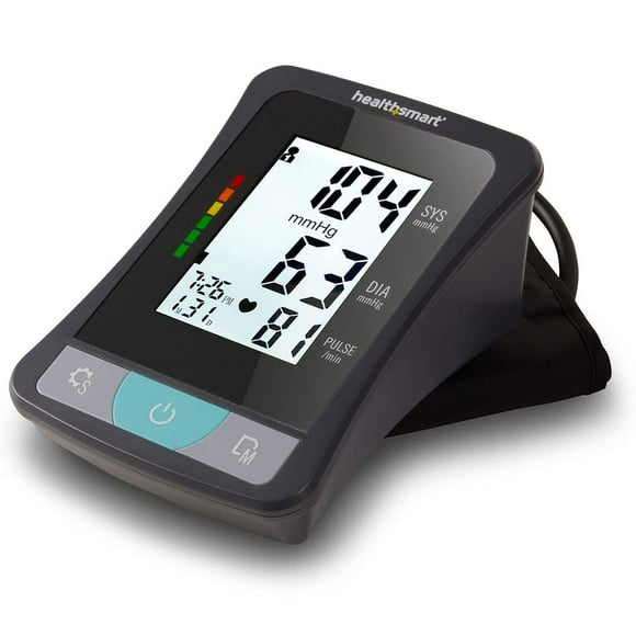 Monitor de presión arterial de brazo HealthSmart Digital Select con brazalete automático que muestra la presión arterial, el pulso y los latidos irregulares del corazón. Almacena hasta 120 lecturas pa