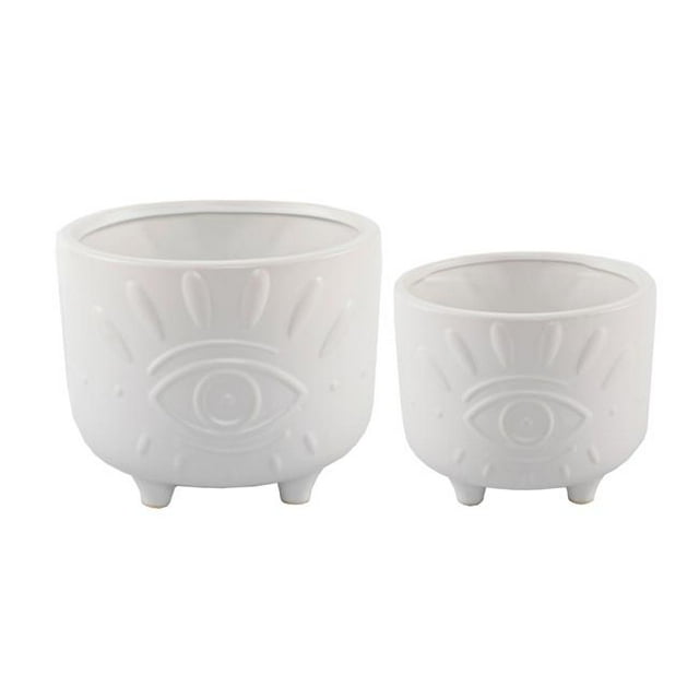 Flora Bunda CT1490E2-DREAM Jardinière en Céramique 6 Po & 4.75 Po Texte Rêve, Ensemble de 2