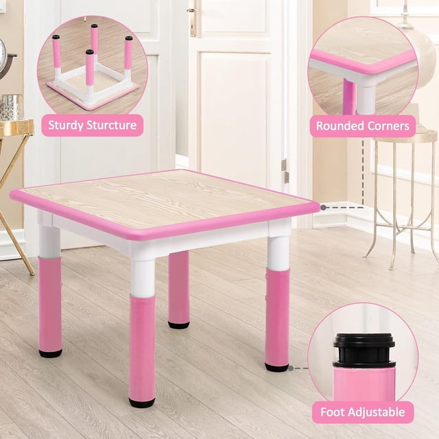 Historyli Juego de mesa y sillas para niños de 2 a 10 años,escritorio de altura ajustable con 4 asientos,mesa de manualidades,escritorio de grafiti,patas antideslizantes,capacidad máxima de 136 kg