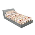 thumbnail image 2 of Ambesonne Ethnic Fitted Sheet & Pillow Sham Set, Geometrical Borders Art, Twin, Red Marigold and White, 2 of 2