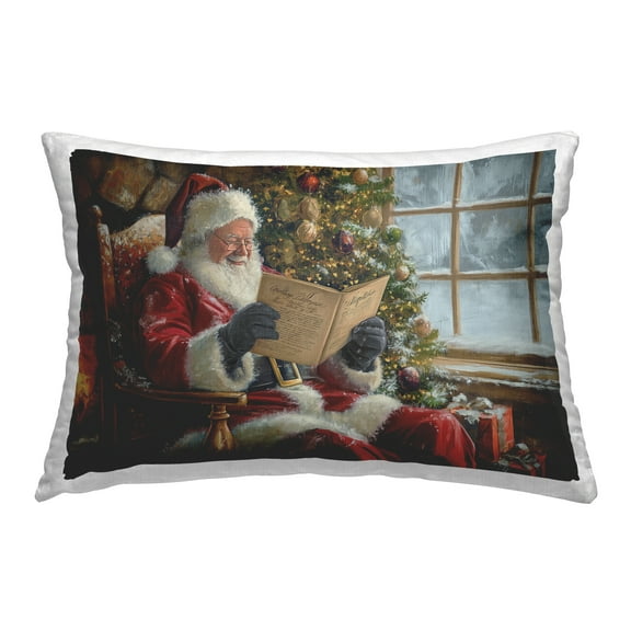 Stupell Industries Cheerful Santa Reading Decorative Printed Throw Pillow Design by Imagine It Images.