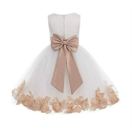 

Ekidsbridal Ivory Tulle Rose Petals Junior Flower Girl Dress Pageant Mini Bridal Gown Christening Formal Evening Wedding 302T 16