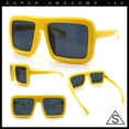 thumbnail image 3 of Geeky Bubble Frame Nerdy Thick Flat Top Oversized Rectangle Plastic Sunglasses Yellow - Black, 3 of 8