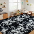 thumbnail image 5 of Janvonne 8x10 Fluffy Shag Area Rug, Modern Soft Plush Fuzzy Carpet for Living Room Bedroom, Non-Slip Floor Rug for Kids Girls Room Nursery, Tie-dye Black and White, 5 of 8