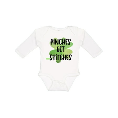 

Inktastic St. Patrick s Day Pinches Get Stitches Shamrocks Gift Baby Boy or Baby Girl Long Sleeve Bodysuit