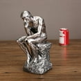thumbnail image 1 of Thinking Man Figurine, 9.8 Inch Compact Handmade Thinker Sculpture Wide Application Abrasion Resistant  for Living Room Gold,Silver,Sandstone, 1 of 7