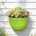 thumbnail image 2 of Wall Planter with Drainage Holes Indoor Outdoor Hanging Flower Pot for Plants Balcony Terrace Garden Decor Vertical Planter （Green）, 2 of 7