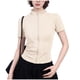 thumbnail image 3 of Xuyuer Yoga Waist Cinch Short Sleeve Top - Women's Casual Sports Half High Neck Summer Shirt for Workout Sessions, Athletic Streetwear Style & Breathable Gym-to-Street Wear, 3 of 4